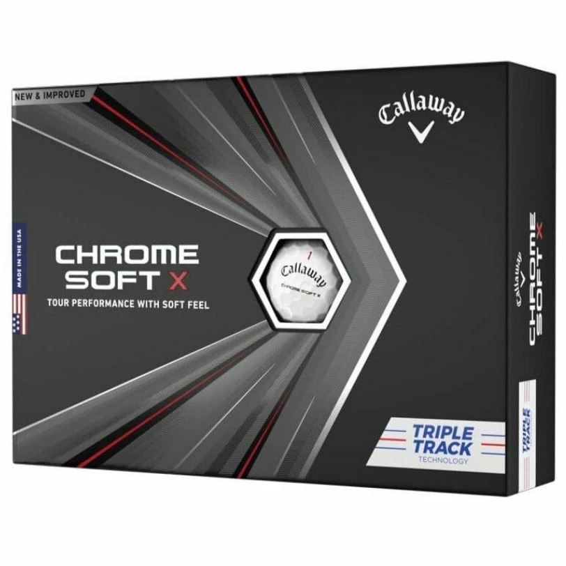 Callaway Chrome X Soft Triple Track Golf Balls | White 3 Callaway Chrome X Soft Triple Track Golf Balls | White
